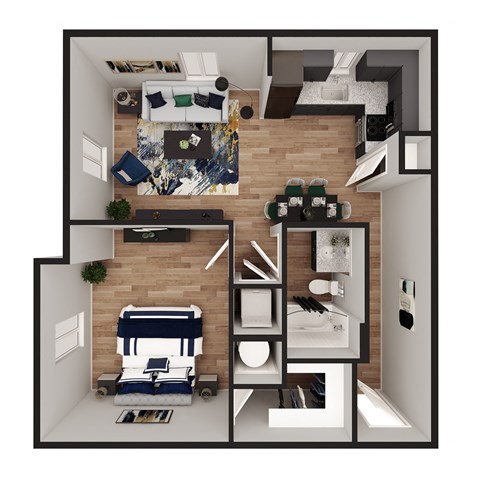 3D Floor Plan Bronze at Pure Lowell, Lowell, 72745